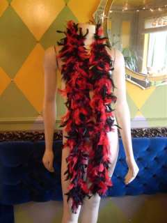 Dramatic Red & Black Feather Boa, 80  