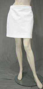 New Theory Botana White Textured Cotton Straight Skirt  