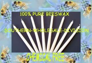 12  10 100% PURE WHITE BEESWAX TAPER CANDLES  