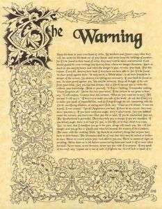 Book of Shadows page The Warning about Wicca  