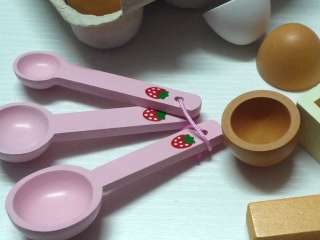 It is a pretend wooden eggbeater set toy, which is suitable to develop 