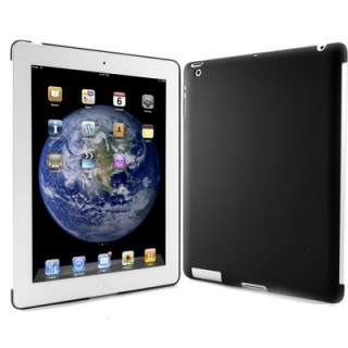 Rubber Black Back Snap On Hard Shell Case Cover for iPad 2 work with 