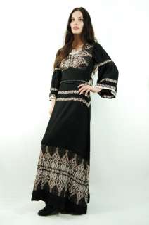   COTTON Embroidered Crochet INDIA Festival BELL SLV Maxi Dress  