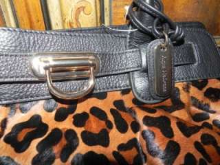   MADONNA leopard cow hair fur large leather bag tote purse Saks $500