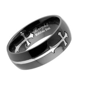  Black & Silver Color (SIZE 10)   Celtic Cross Ring   Christian Ring 