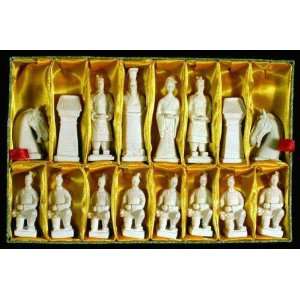   White & Painted Chinese Qin Dynasty Bone Chess Set Toys & Games