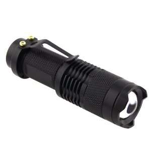  7W White Light Waterproof Zoom LED Flashlight, Black 