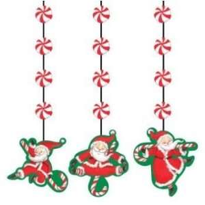  Santa Swing Hanging Cutouts w/Glitter 3 Per Pack