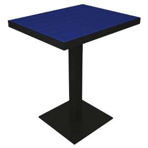   20 x 24 Pedestal Dining Table in Black / Pacific Blue