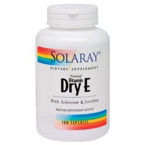  Solaray   Vitamin E Dry W/Selenium & Lecithin, 400 IU, 100 