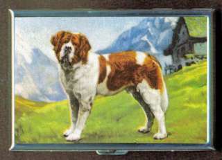 ST. BERNARD DOG ANTIQUE IMAGE ID Holder Cigarette Case or Wallet Made 