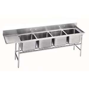   Four Compartment Stainless Steel Sink with One Dra