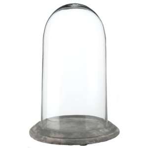  Glass Bell Jar Cloche Terrarium with Grey Aged Terra Cotta 