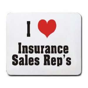  I Love/Heart Insurance Sales Reps Mousepad Office 