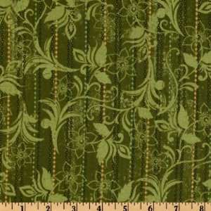 44 Wide Urban Cosmos Floral Stripe Sage Fabric By The 