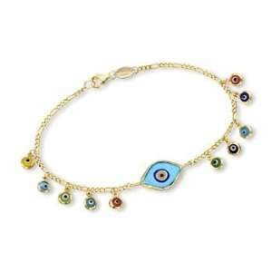 Evil Eye Glass Charm Bracelet In Vermeil Jewelry