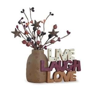    Live Laugh Love Figurine Blossom Bucket Decorative