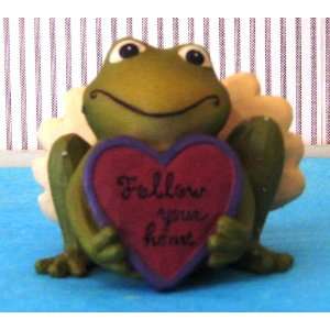   Follow Your Heart Frog Figurine Blossom Bucket Wings