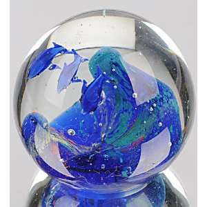  Murano Design Hand Blown Glass Art   Dolphins with Monster 