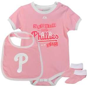   Phillies Infant Girls Triple Play Diaper Set   Pink