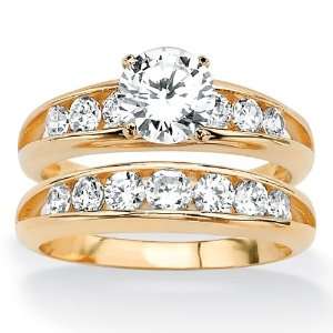   Round DiamonUltra™ Cubic Zirconia Channel Wedding Ring Set Jewelry