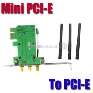 Mini PCI E to PCI E Wireless adapter +3 antenna WiFi  