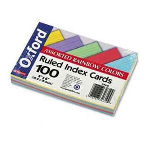  Ruled Index Cards, 4 x 6, Blue/Violet/Canary/Green/Cherry 