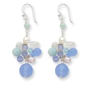   Blue Lace Agate/Opalite/ite/Cultured Pearl Earrings Vishal