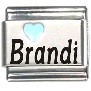  Brandi Light Blue Heart Laser Name Italian Charm Link 