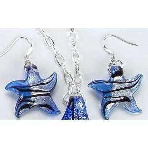  Sapphire Starfish Blue Precious Gemstone Style Earrings 