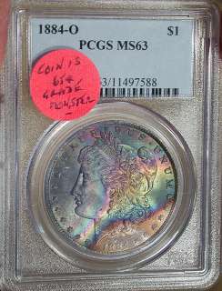 1884 o PCGS MS63 Rainbow Toned Morgan Dollar N/R  