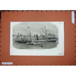   1863 Ship Wreck Bazon Osy Limehouse Reach Boats Flags