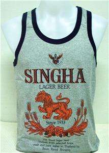Thai Singha Biere Beer Lager Gray B Singlet T Shirt XL  