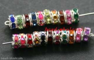 1000pcs mixed color crystal&silver plated spacer 6mm  