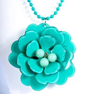 No Tail BIG BABY Beads Peony Flower Pendant Necklace  