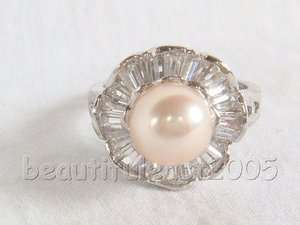 One lovely natural big size 11mm AAA++ white Pearl ring(#6 9)  