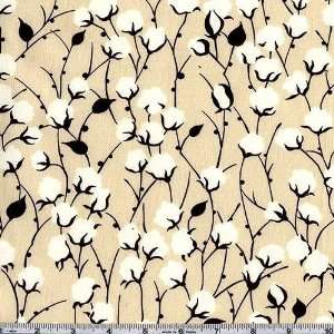  45 Wide All Cotton Bolls Oatmeal Fabric By The Yard 