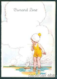 1930 Cunard Line R.M.S. Ascania Children Tea Party Menu  