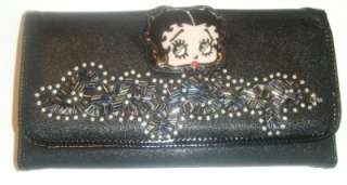 Betty Boop Black Leatherette Wallet holds checkbook  