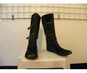 SHOE BE DOO Black Pony Hair Buckle Boots Shoes 39/9  