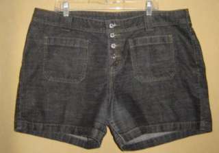 LEVIS Jeans BLACK Patch Pocket Stretch BUTTON FLY DENIM Jean SHORTS 