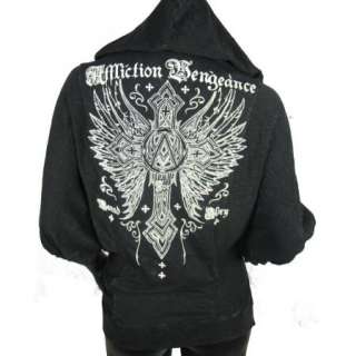 Womens Affliction SINFUL HOODIE Chaos Black American Customs  