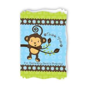 Monkey Boy   Personalized Birthday Party Thank You Cards With Squiggle 