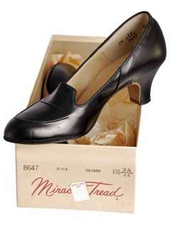 Vintage Black Skidoo Pumps Shoes NIB Late 1940s Sz 6.5  