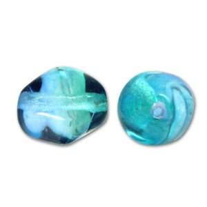   Tone Baroque Shape Glass Bead 13mm Blue Green Arts, Crafts & Sewing