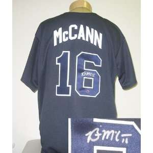 Brian McCann Autographed/Hand Signed Atlanta Braves Blue Majestic 