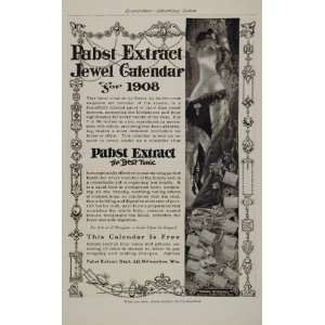  1908 Vintage Ad Pabst Extract Jewel Calendar Kaber ORIG 