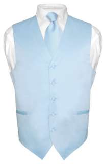 Mens BABY BLUE Tie Dress Vest and NeckTie Set for Suit or Tuxedo 