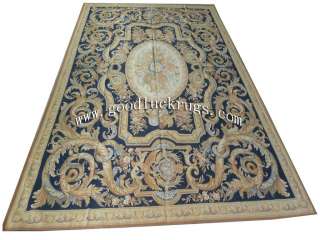  Oversize French Aubusson Weave Rug~Navy Blue~Brand New~