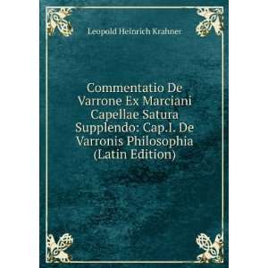   Varronis Philosophia (Latin Edition) Leopold Heinrich Krahner Books
